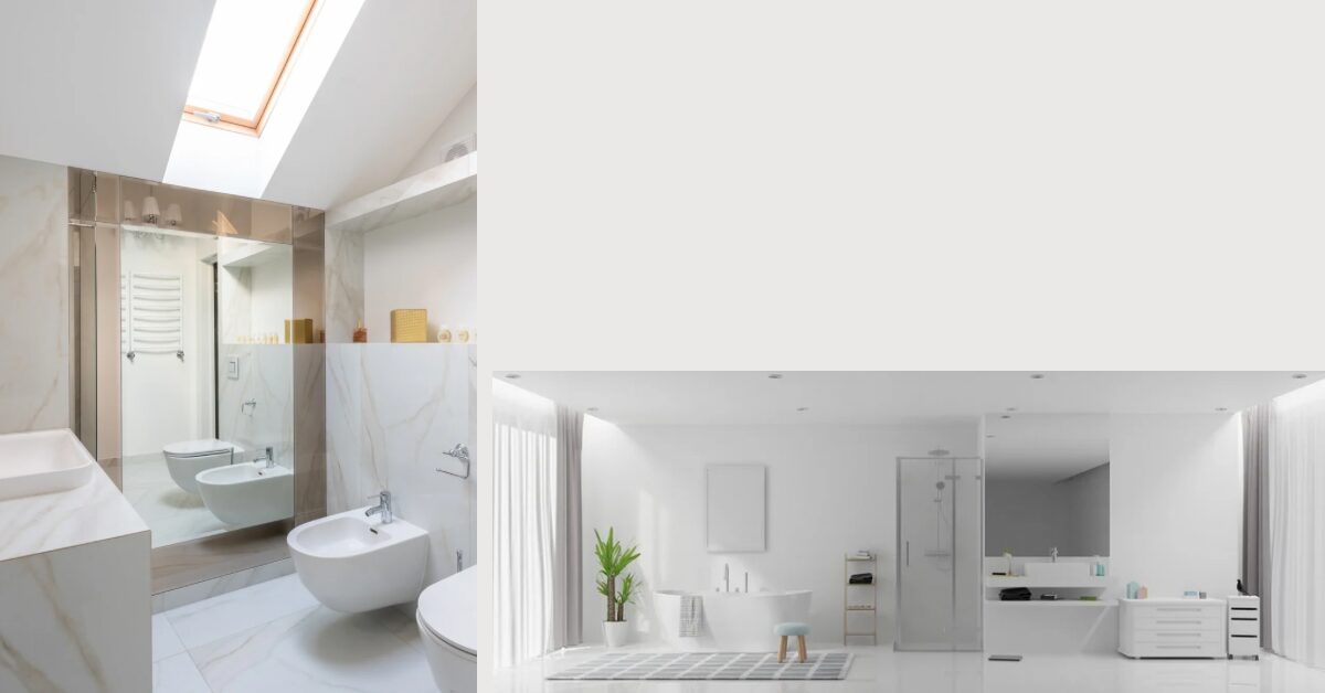 白で統一されたバスルームや洗面